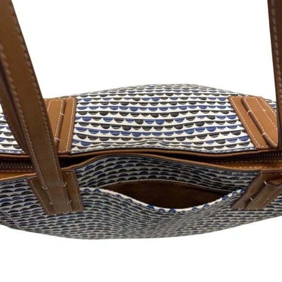 Fossil Stylish Blue and Brown Tote Bag 11x12” - Picture 11 of 13